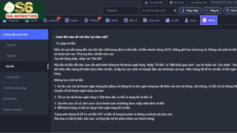 Anh em nên lưu ý một số điều khoản khi rút tiền tại nhà cái S6